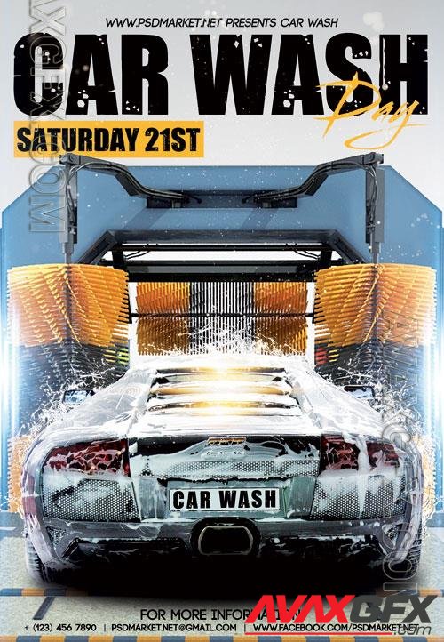 Psd fllyer car wash day template design