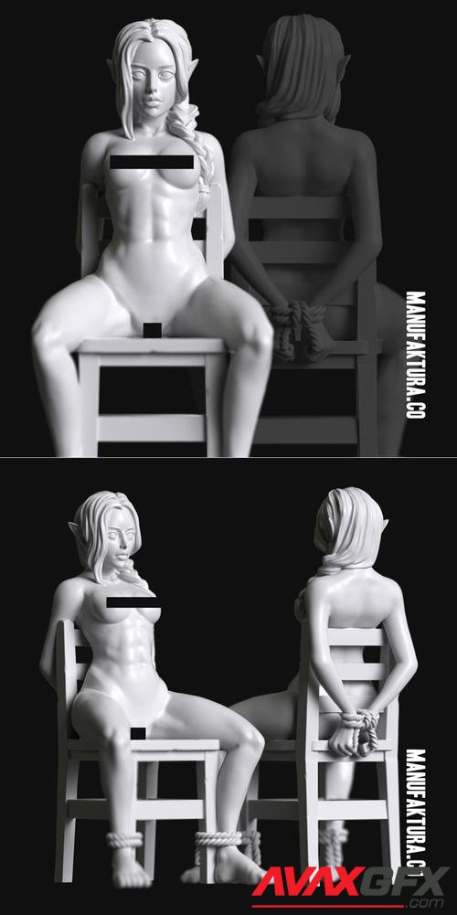 Sub Series 85 - Naked anf Bound Female Highborn Elf Prisoner Slave – 3D Print