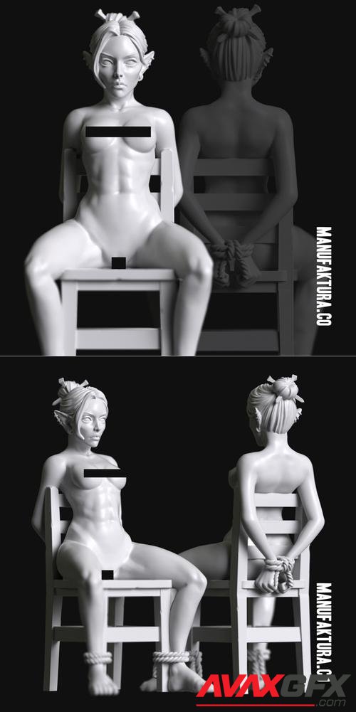 Sub Series 86a - Naked and Bound Female Shadow Elf Prisoner Slave – 3D Print