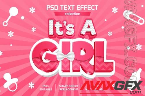 Its a girl baby pink text effect