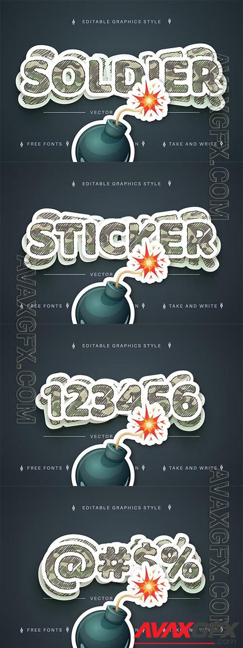 Soldier sticker editable text effect, font style