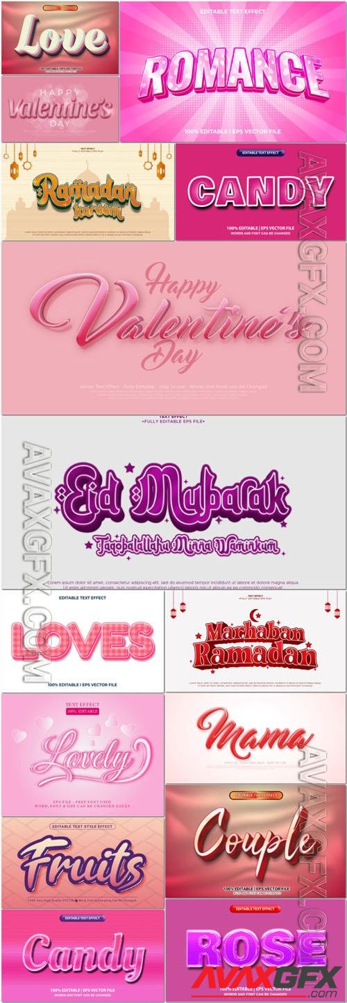 Vector 3d text editable, text effect font vol 9