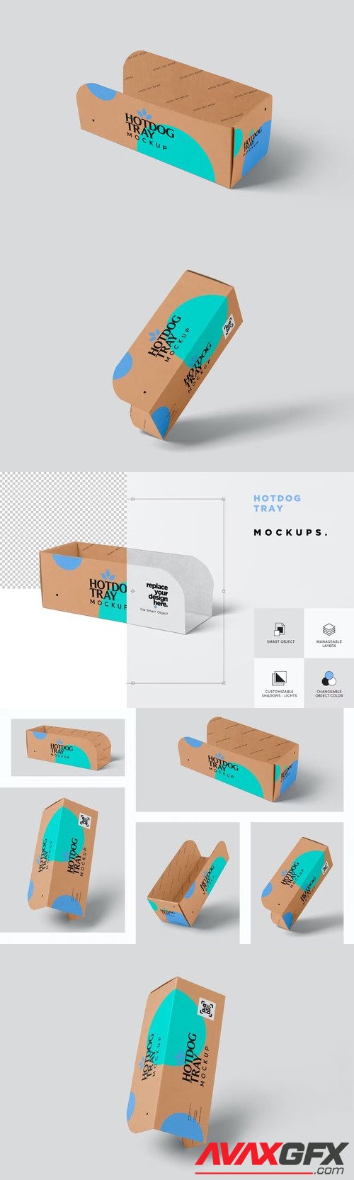 Hot Dog Packaging Tray Mockups S4JS6LY