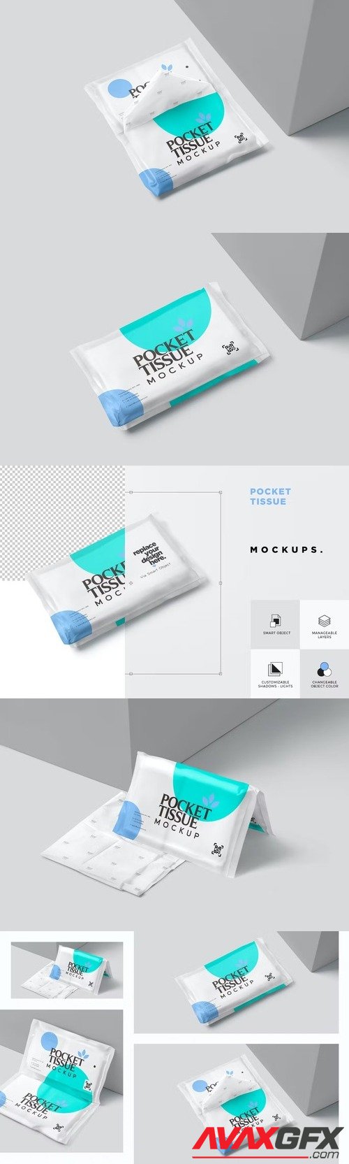 Wallet Style Tissue Pack Mockups HJ4DA9C