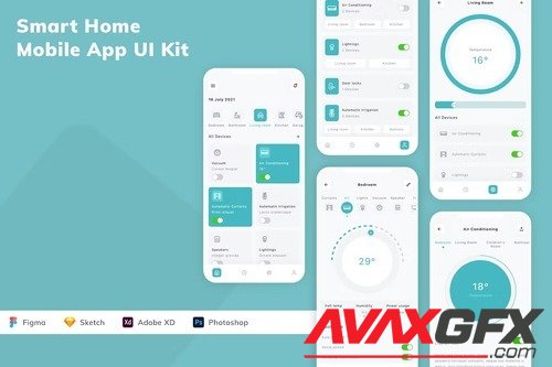 Smart Home Mobile App UI Kit F8HS4QX