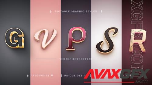 Vector set 5 gold editable text effects font styles