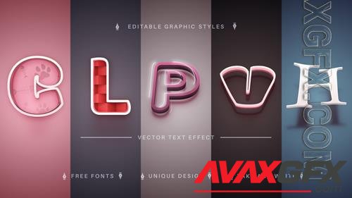 Vector set 5 love editable text effects font styles