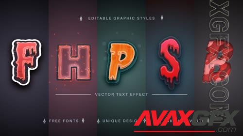 Vector set 5 horror editable text effects font styles