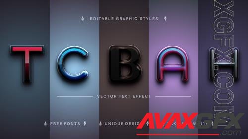 Vector set 5 realistic plastic editable text effects font styles