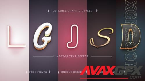 Vector set 5 golden editable text effects font styles