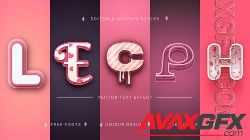 Vector set love editable text effects font styles