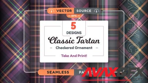 Vector tartan halloween seamless patterns merry christmas texture checkered scottish fabric