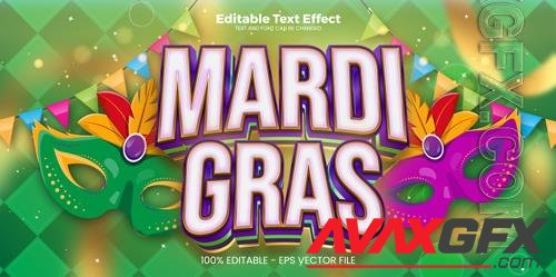 Vector mardi gras editable text effect in modern trend style