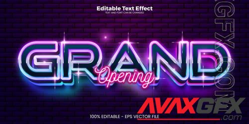 Vector grand opening editable text effect in modern trend style