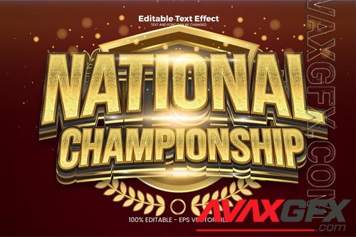 Vector national championship editable text effect in modern trend style