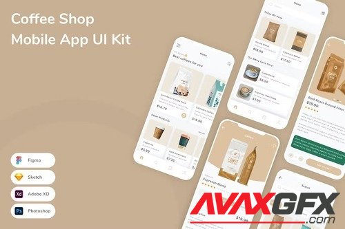 Coffee Shop Mobile App UI Kit 8ZENPSU