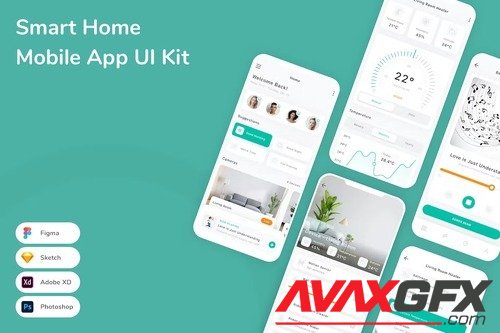 Smart Home Mobile App UI Kit W72DNK9