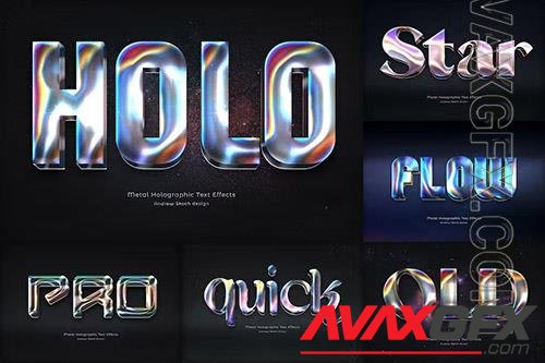 Metallic holographic psd text effects