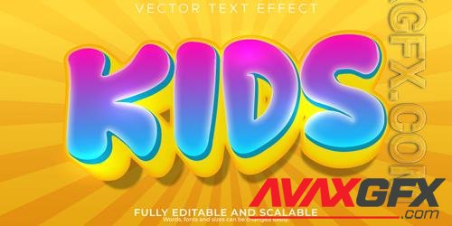 Vector kids cartoon text effect editable comic and funny text style