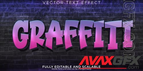Vector graffiti text effect editable spray and street text style