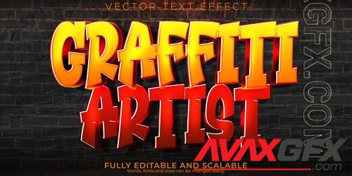 Vector graffiti artist text effect editable spray and street text style