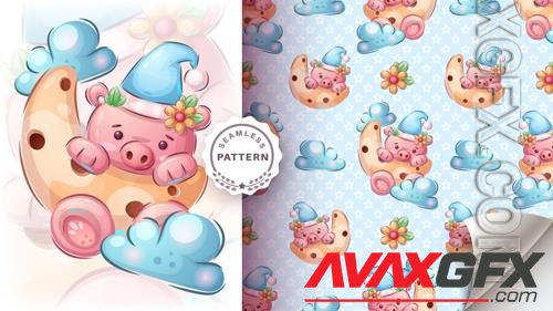 Vector cartoon character adorable pig