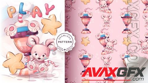 Vector cartoon character adorable mouse play game