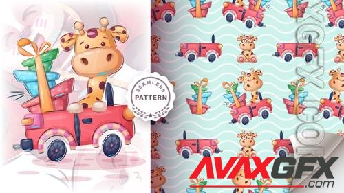 Vector seamless pattern adorable giraffe