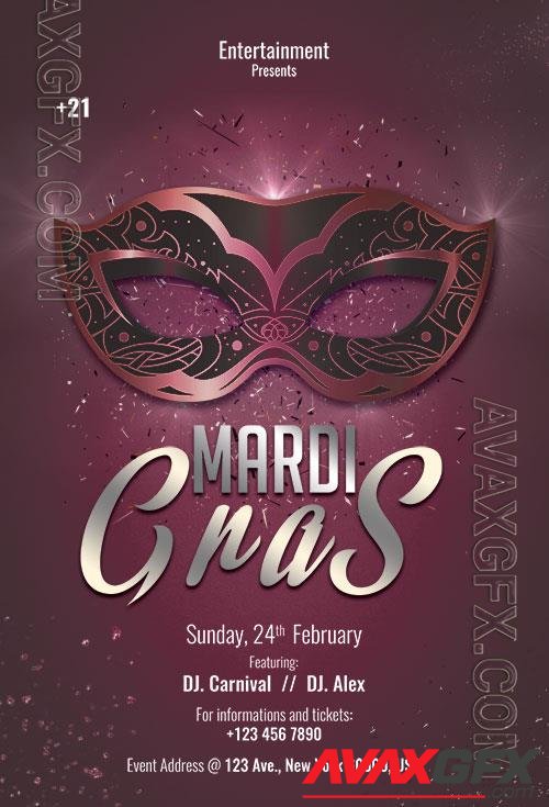 Psd Flyer Mardi Gras design templates