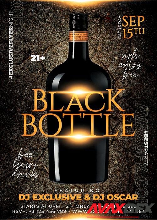 Psd Flyer black bottle party design templates