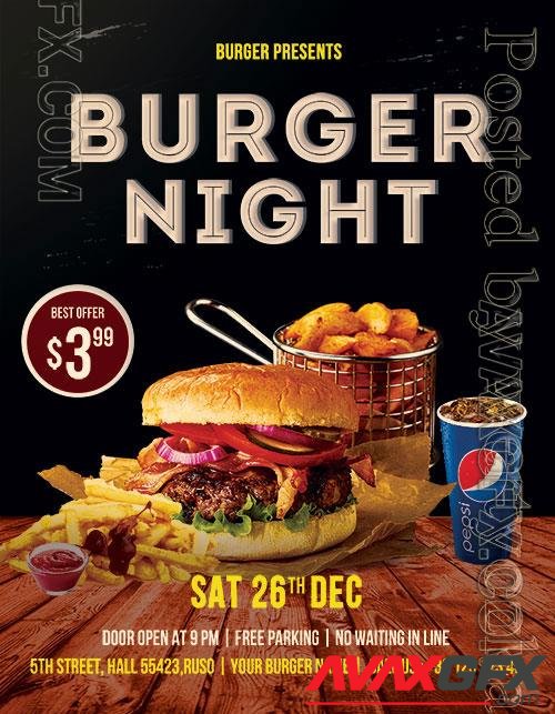 Psd Flyer Burger Night design templates