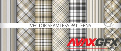 Vector set fabric plaid background vector tartan seamless texture pattern textile check