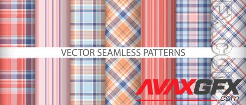 Vector set texture fabric tartan vector textile pattern plaid background seamless check