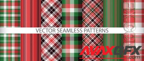 Vector set fabric pattern check texture background plaid tartan seamless textile vector