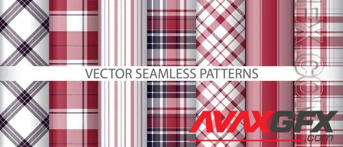 Vector set fabric vector seamless textile check plaid background pattern tartan texture