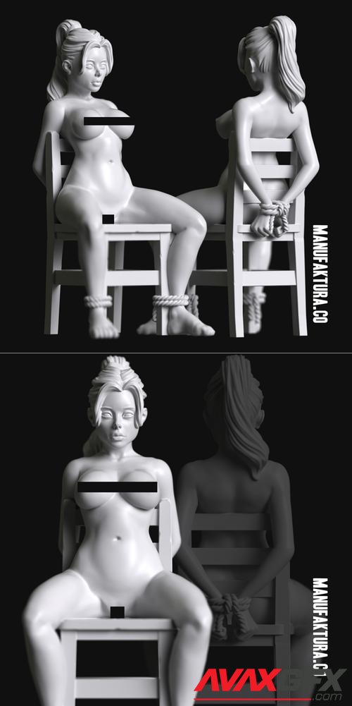 Sub Series 81 - Naked and Bound Female Prisoner Slave – 3D Print