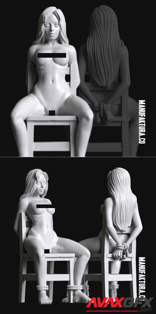 Sub Series 83 - Naked and Bound Female Prisoner Slave – 3D Print