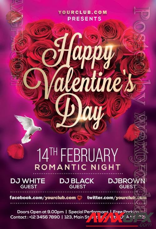 Psd flyer Valentines Day design templates