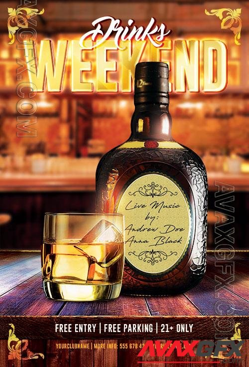 Psd flyer Drinks Weekend design templates