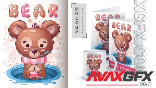 Vector teddy bear poster and merchandising
