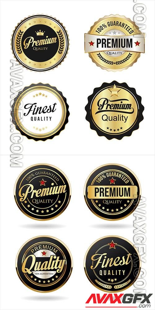 Golden badge and labels high quality vector illustration