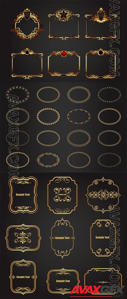 Golden  frames, badges collection, luxury ornate vector illustration