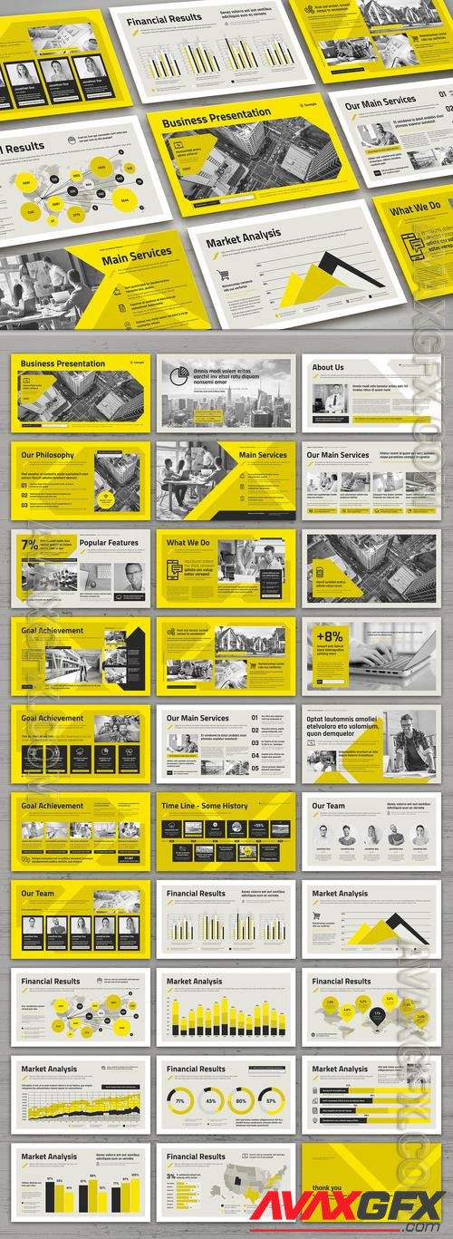 Adobestock - Business Presentation Layout in Black White and Yellow Colors 521067357