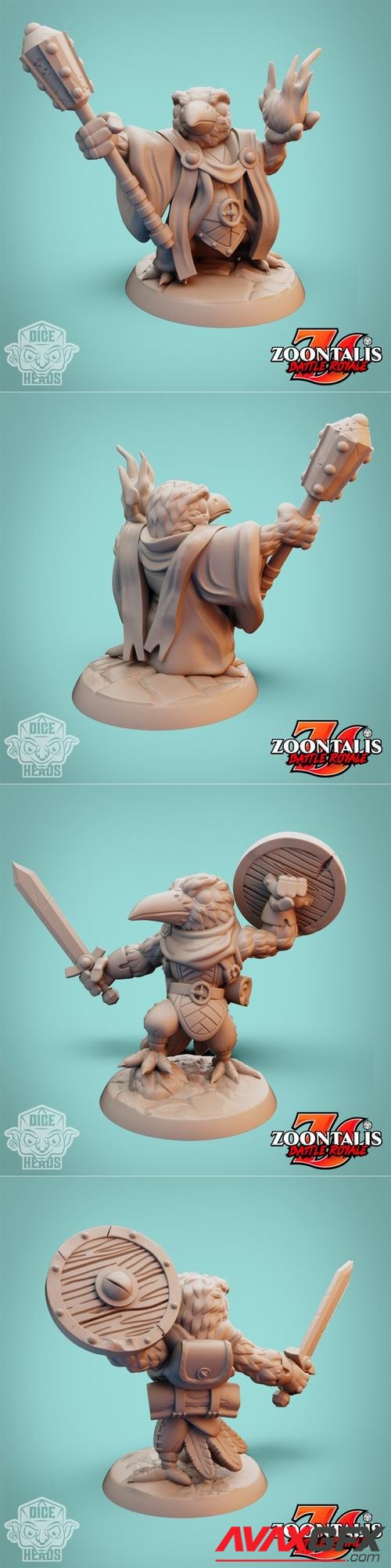 Dice Heads - Raven Fighter and Raven Cleric – 3D Print