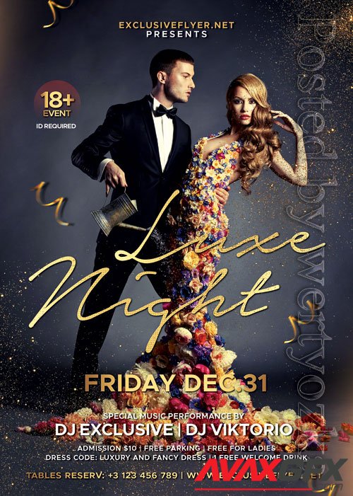 Psd flyer luxe nights design templates