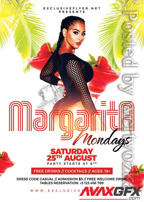 Psd flyer margarita monday design templates