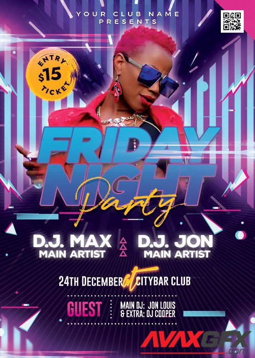 Psd flyer Friday Night Party design templates