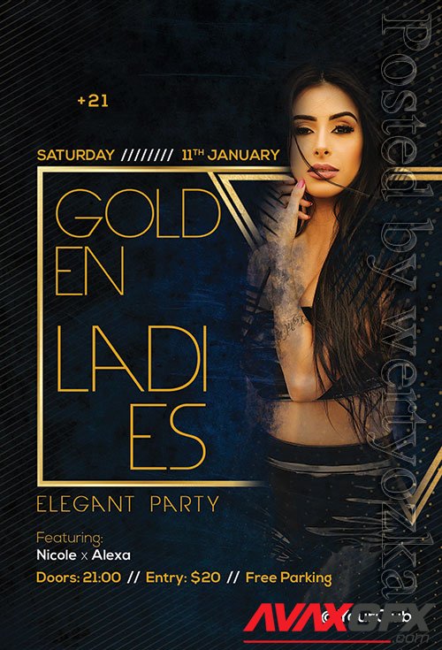 Psd flyer Golden Ladies design templates