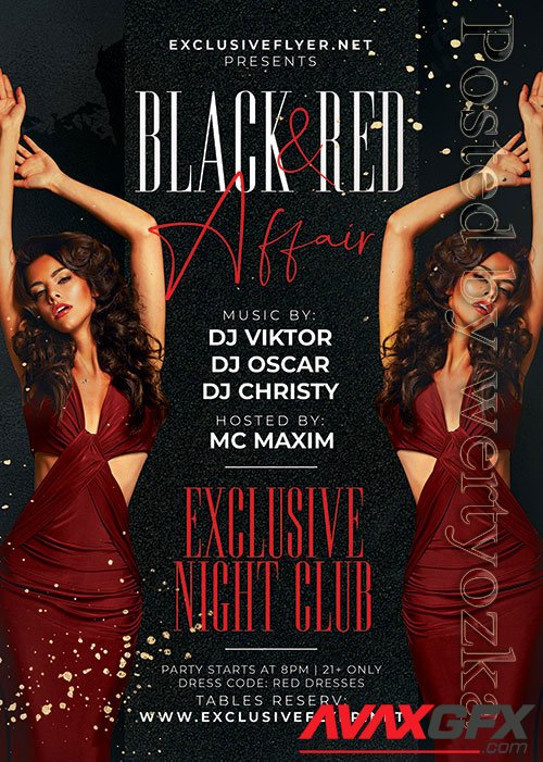 Psd flyer black and red affair design templates