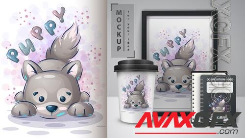 Vector puppy dog poster and merchandising